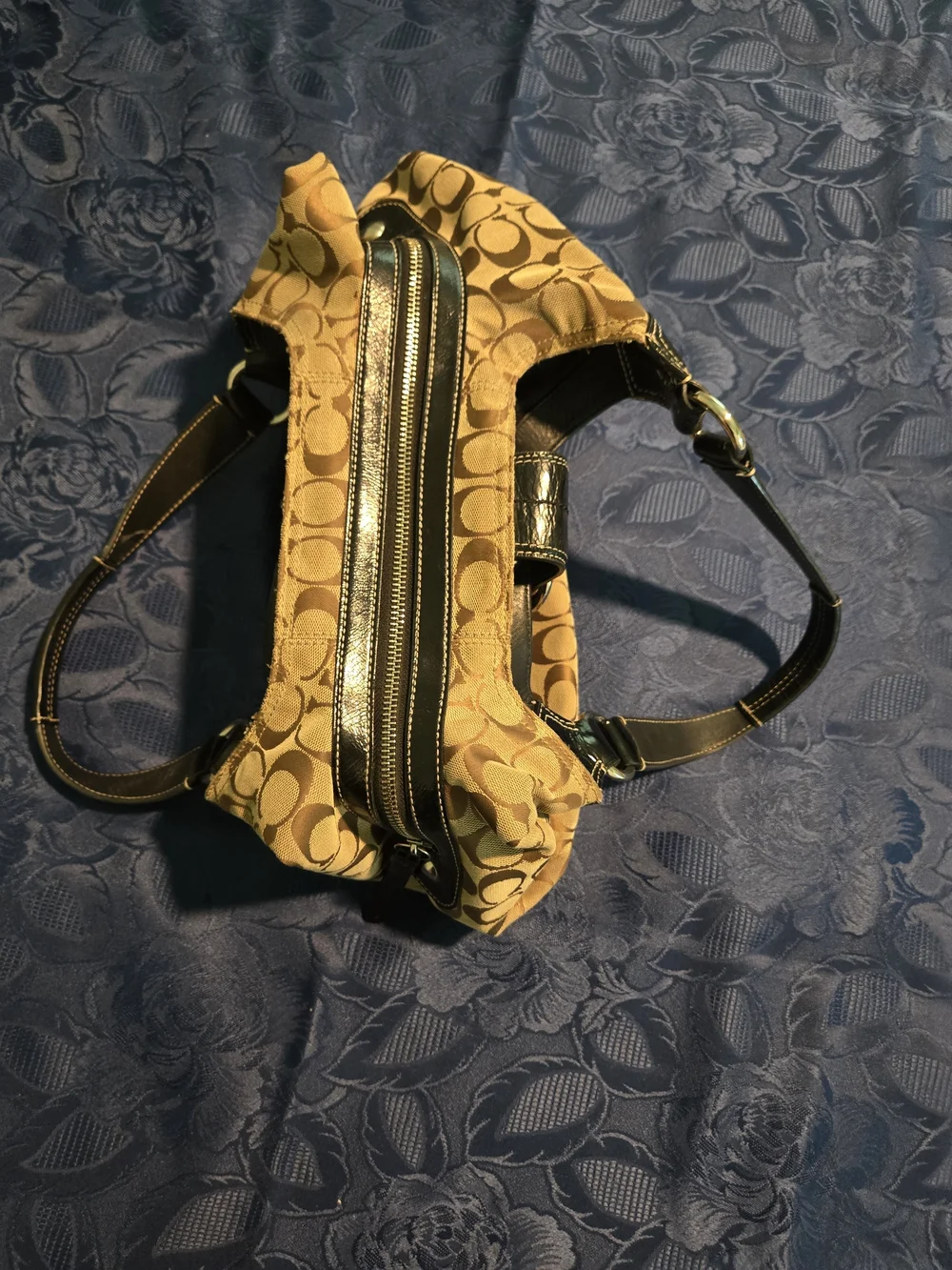 Coach Signature Canvas Shoulder Bag in Khaki/Brown